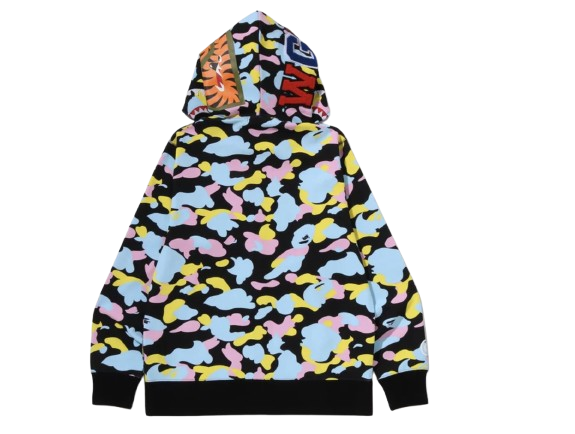 NEW MULTI CAMO SHARK FULL ZIP HOODIE